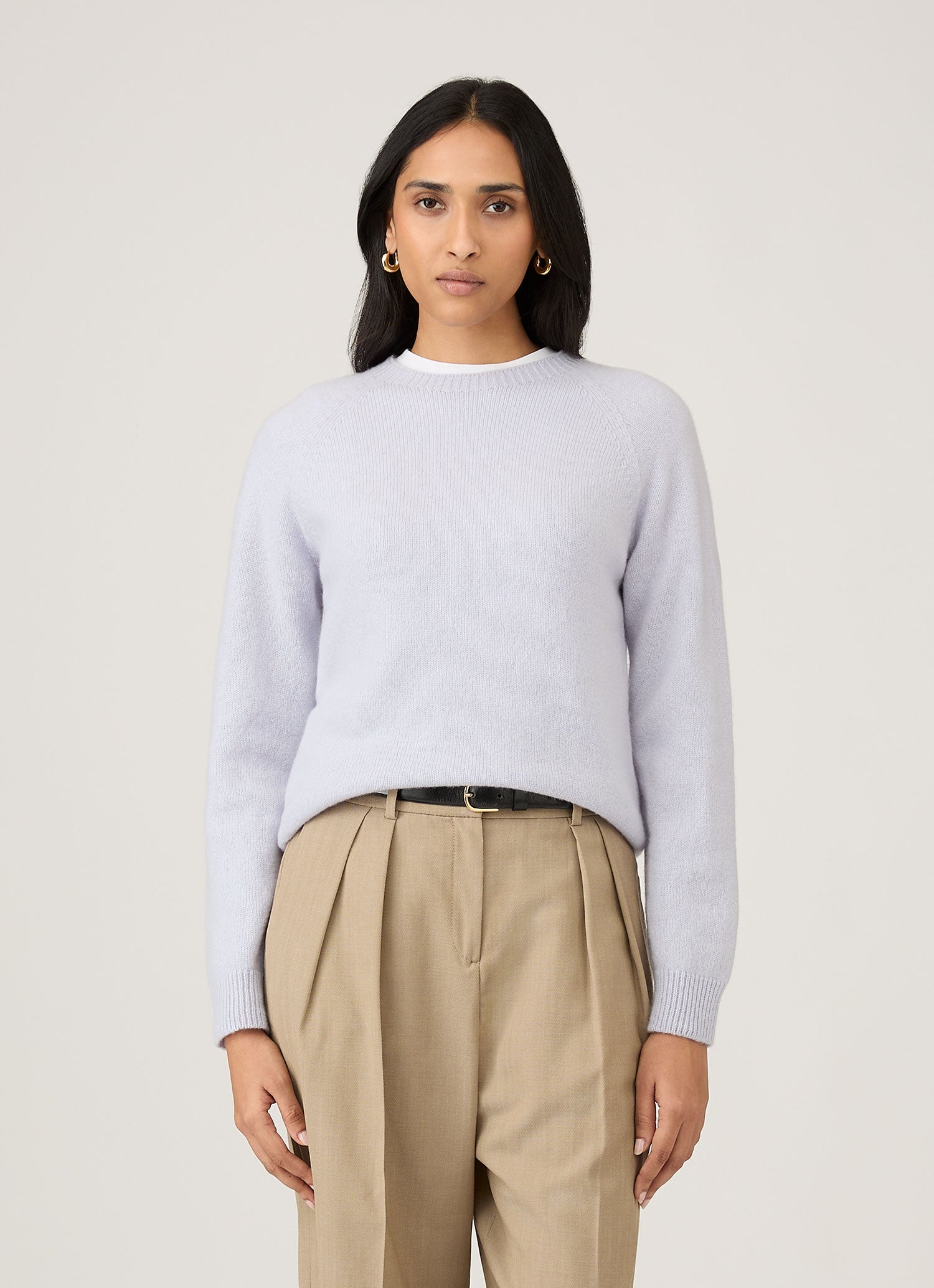 Women's Lambswool Crew Neck Jumper in Ice Blue
