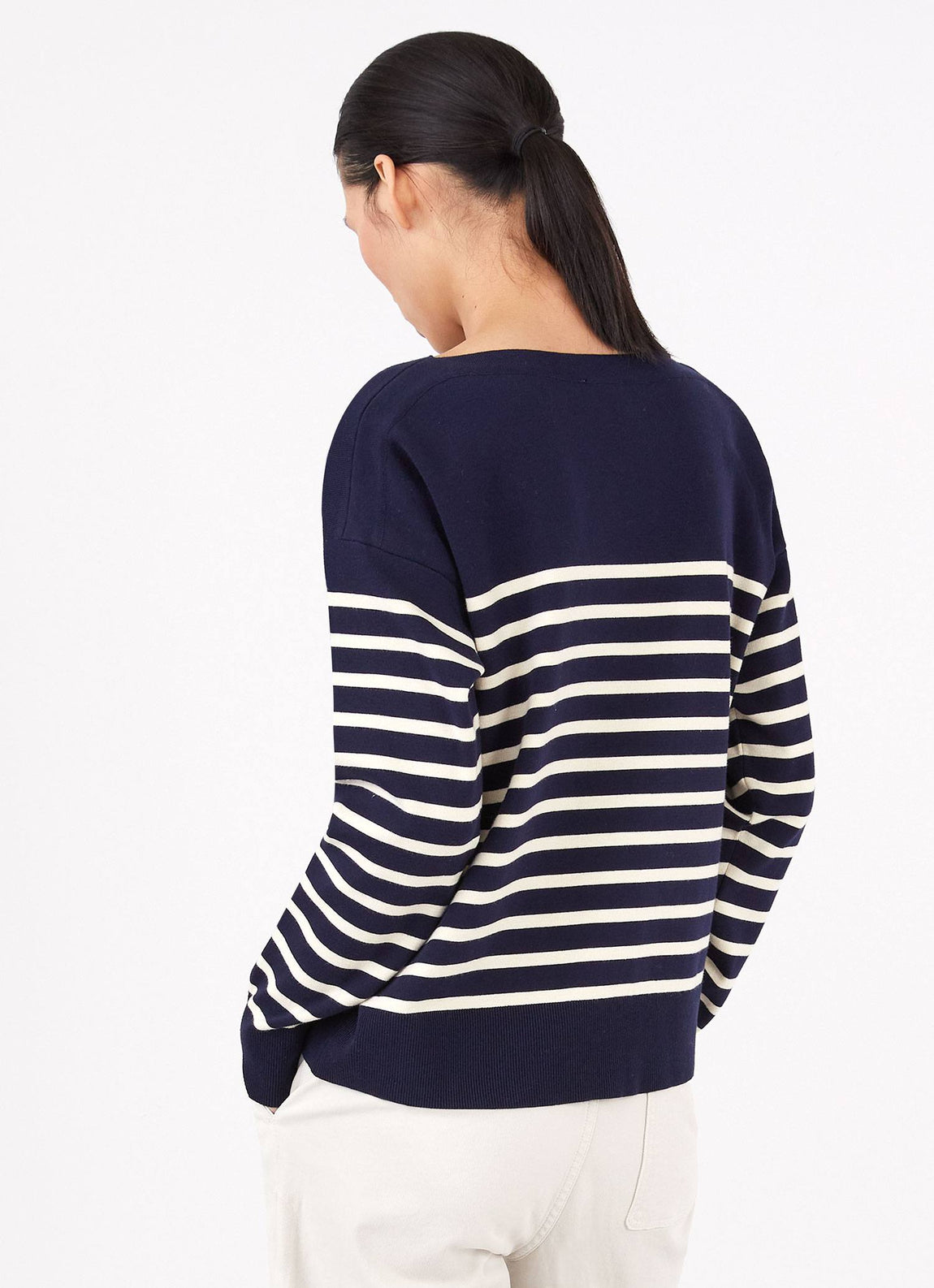 Women's Breton Stripe Jumper in Navy/Ecru