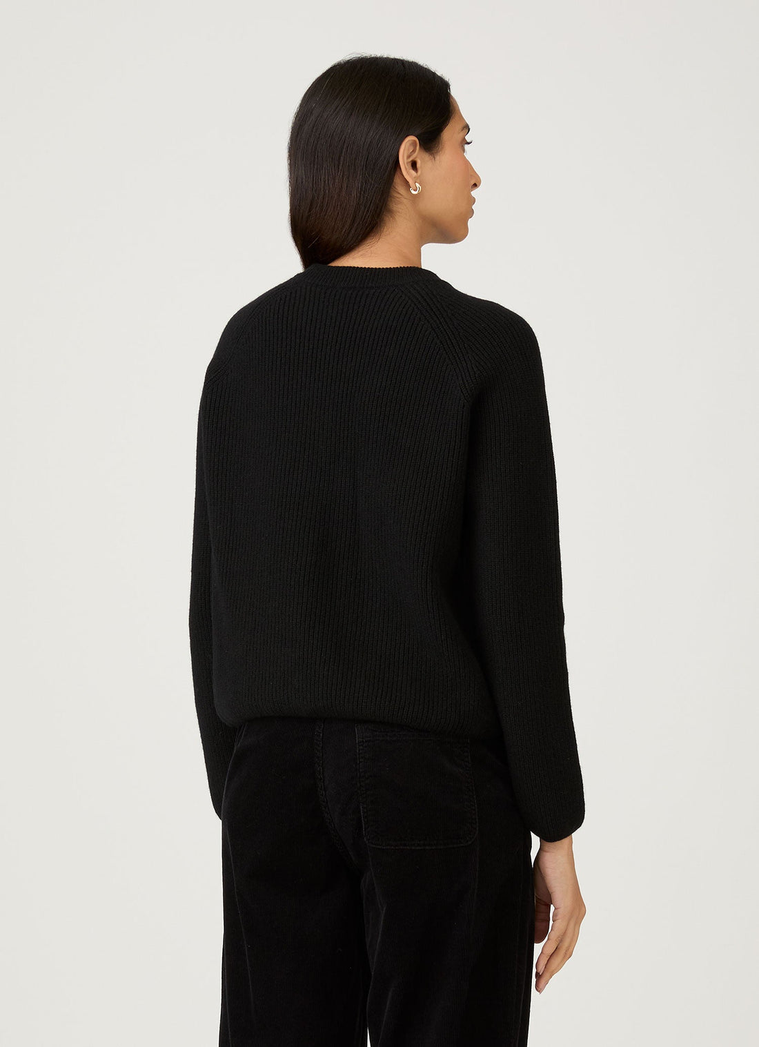 Women's Wool Cashmere Rib Jumper in Black