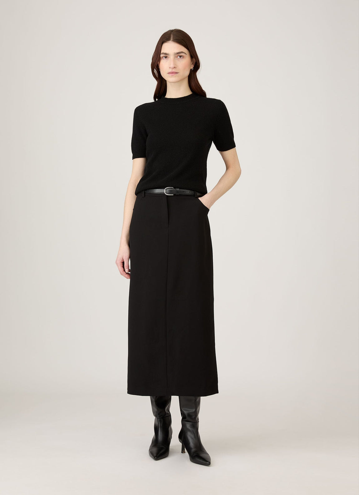 Women's Cashmere T-Shirt in Black