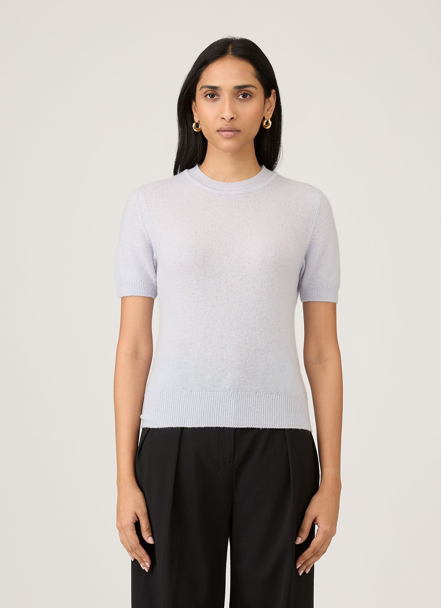 Women's Cashmere T-Shirt in Ice Blue