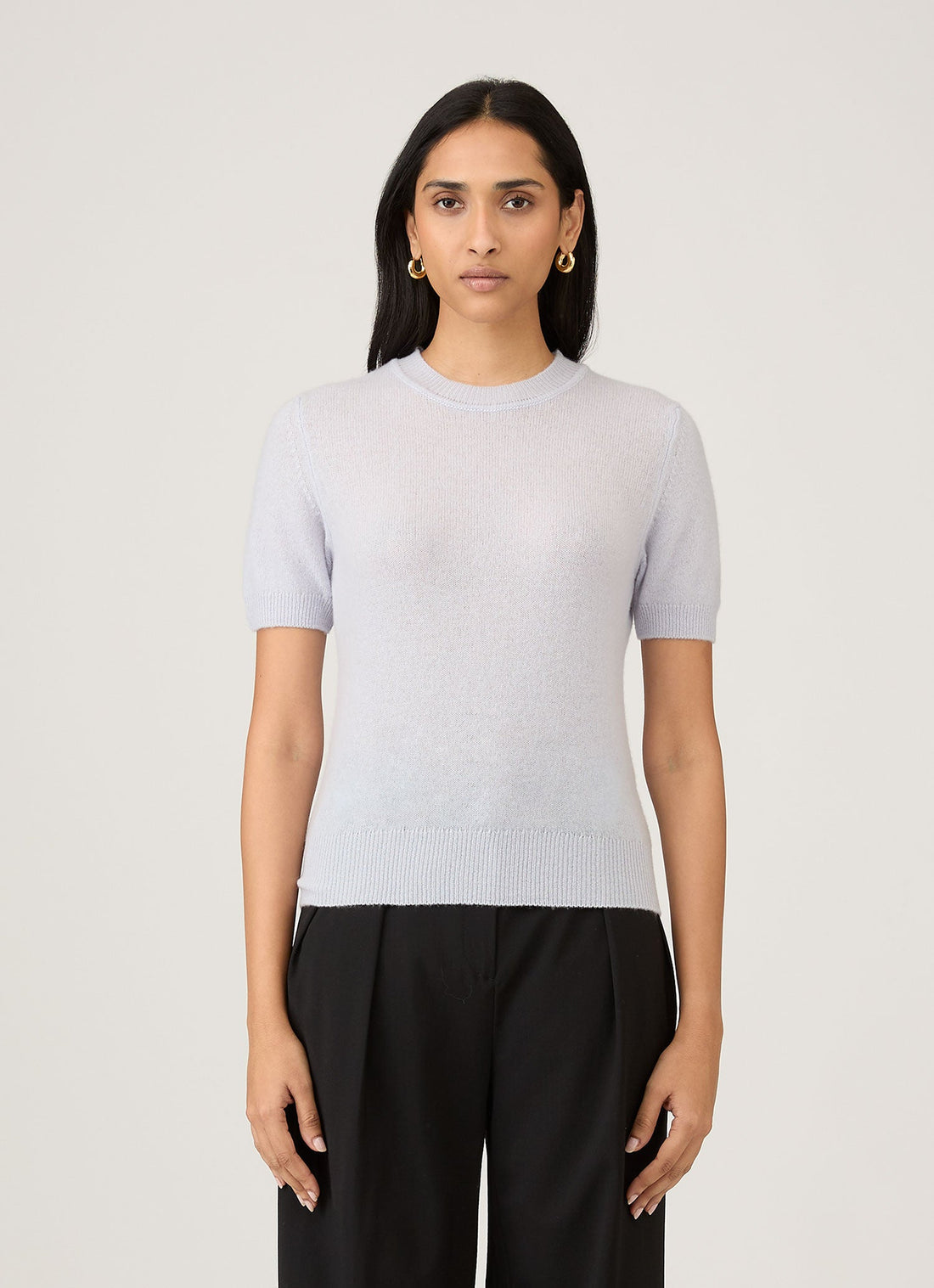 Women's Cashmere T-Shirt in Ice Blue