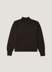 Women's Lambswool Funnel Neck Jumper in Truffle