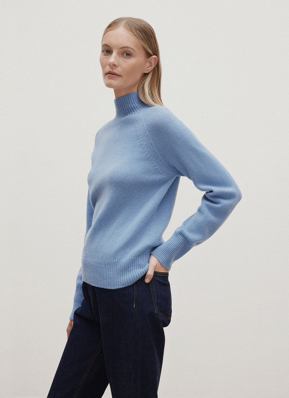 Women's Lambswool Funnel Neck Jumper in Studio Blue