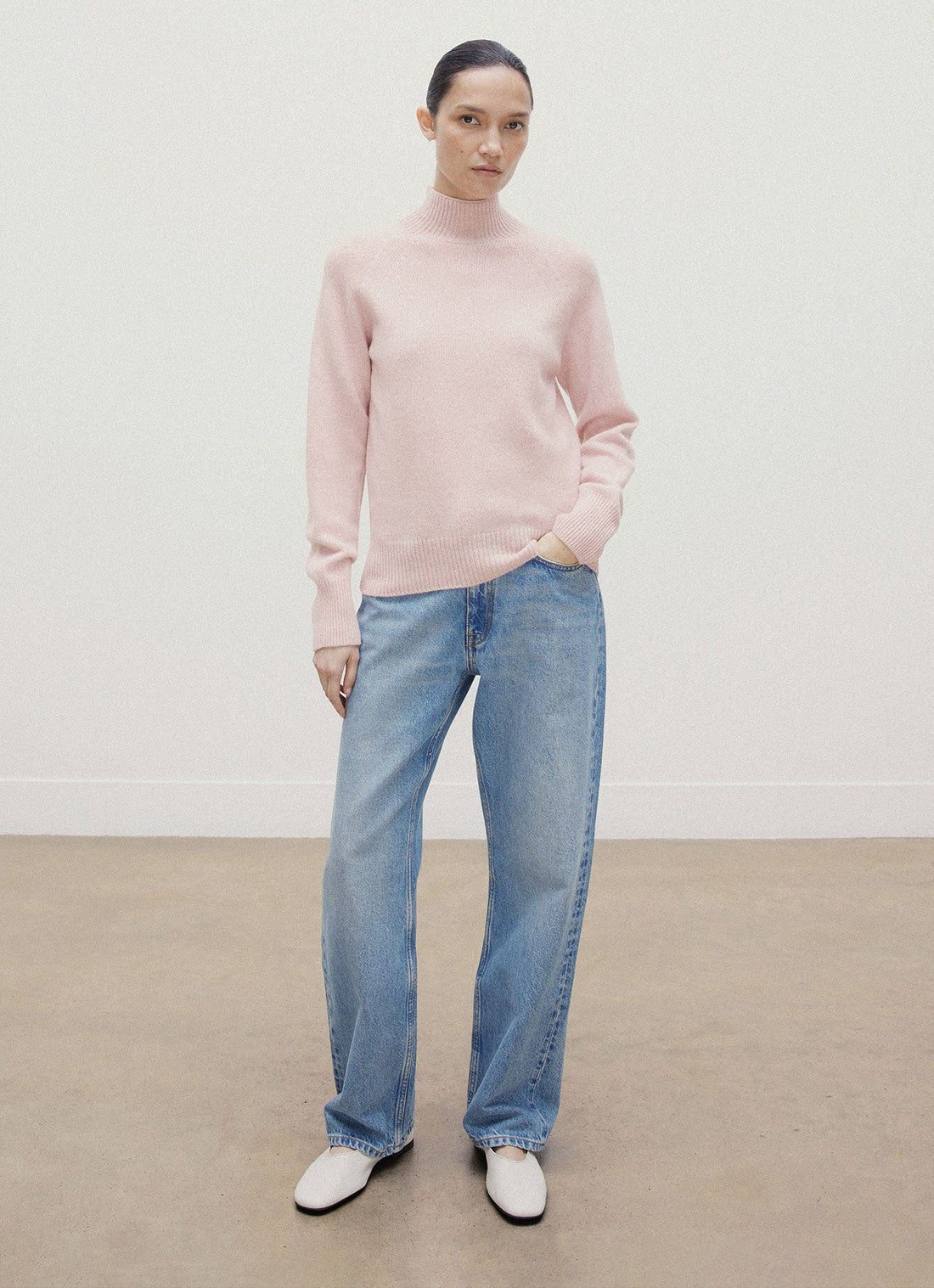 Women's Lambswool Funnel Neck Jumper in Cherry Blossom