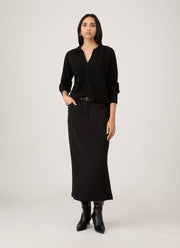 Women's Lambswool Polo Neck Jumper in Black