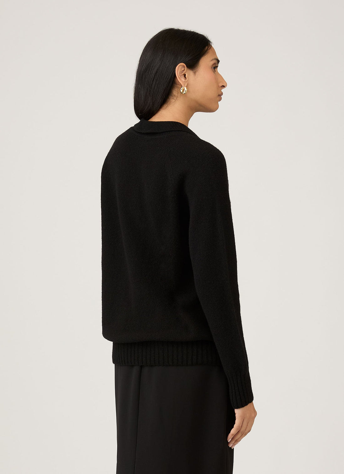 Women's Lambswool Polo Neck Jumper in Black