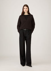 Women's Lambswool Polo Neck Jumper in Truffle