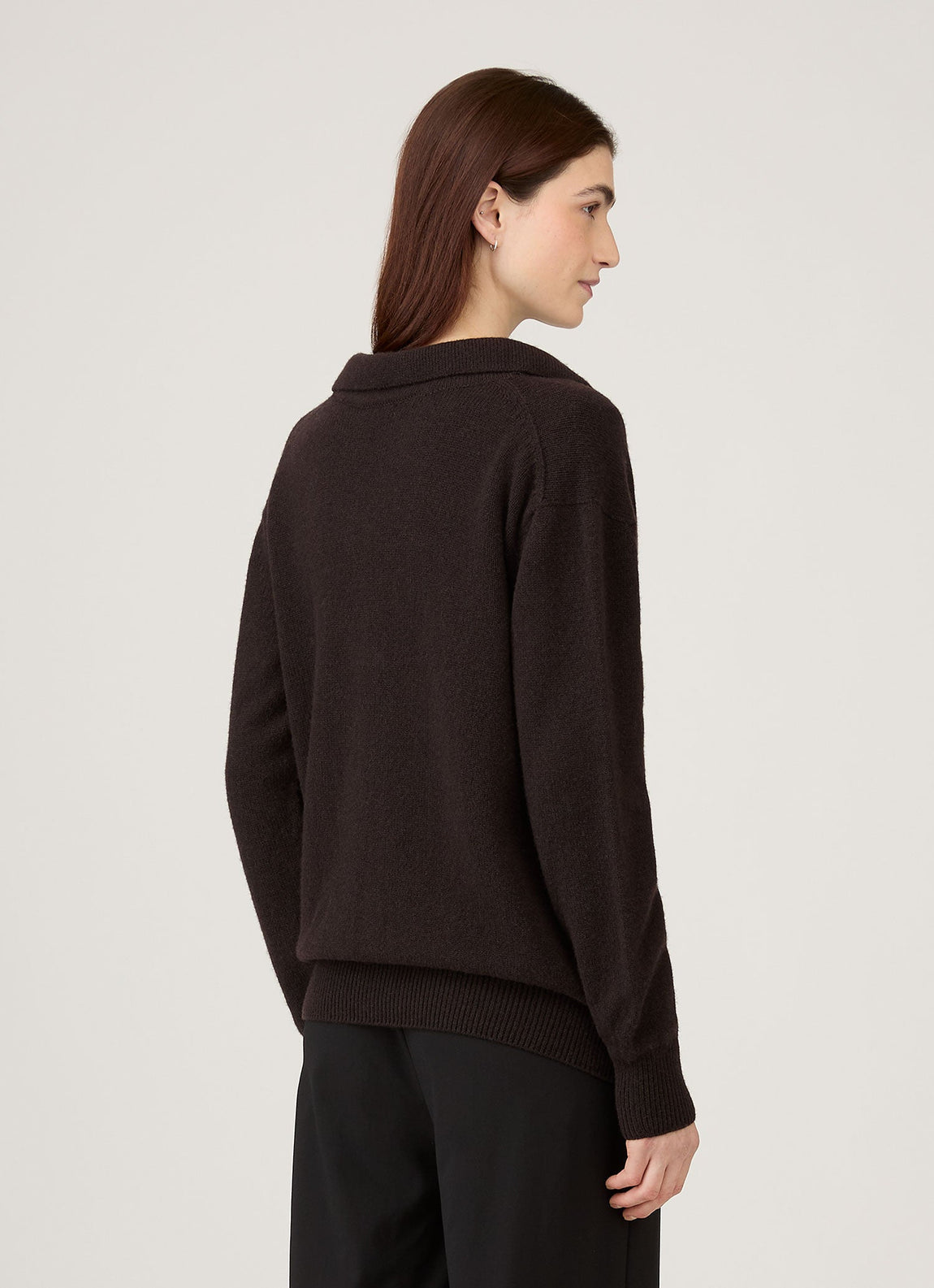 Women's Lambswool Polo Neck Jumper in Truffle