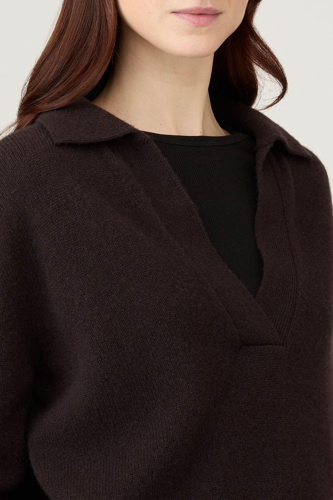 Women's Lambswool Polo Neck Jumper in Truffle