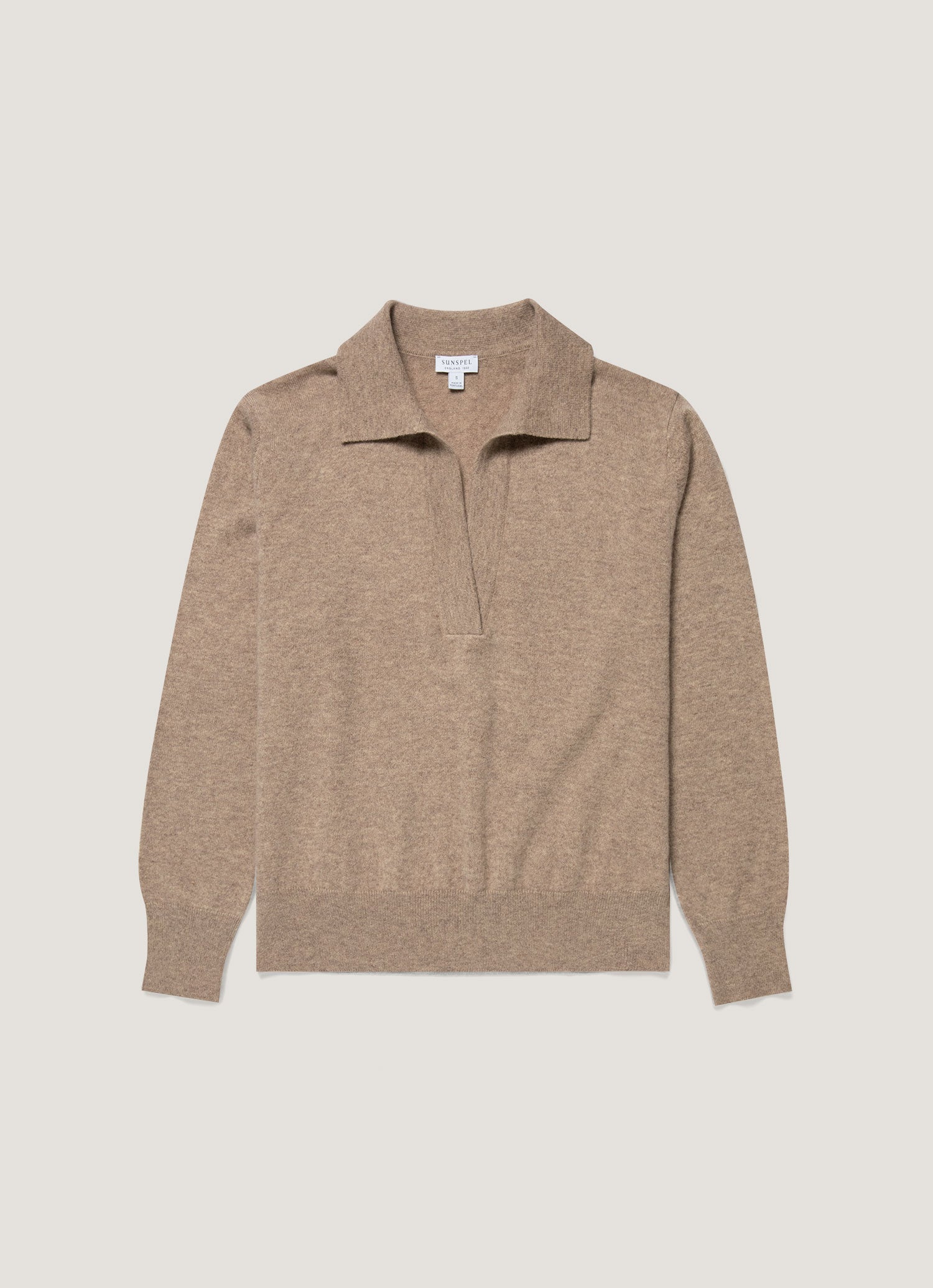 Women's Cashmere Polo Shirt in Mink