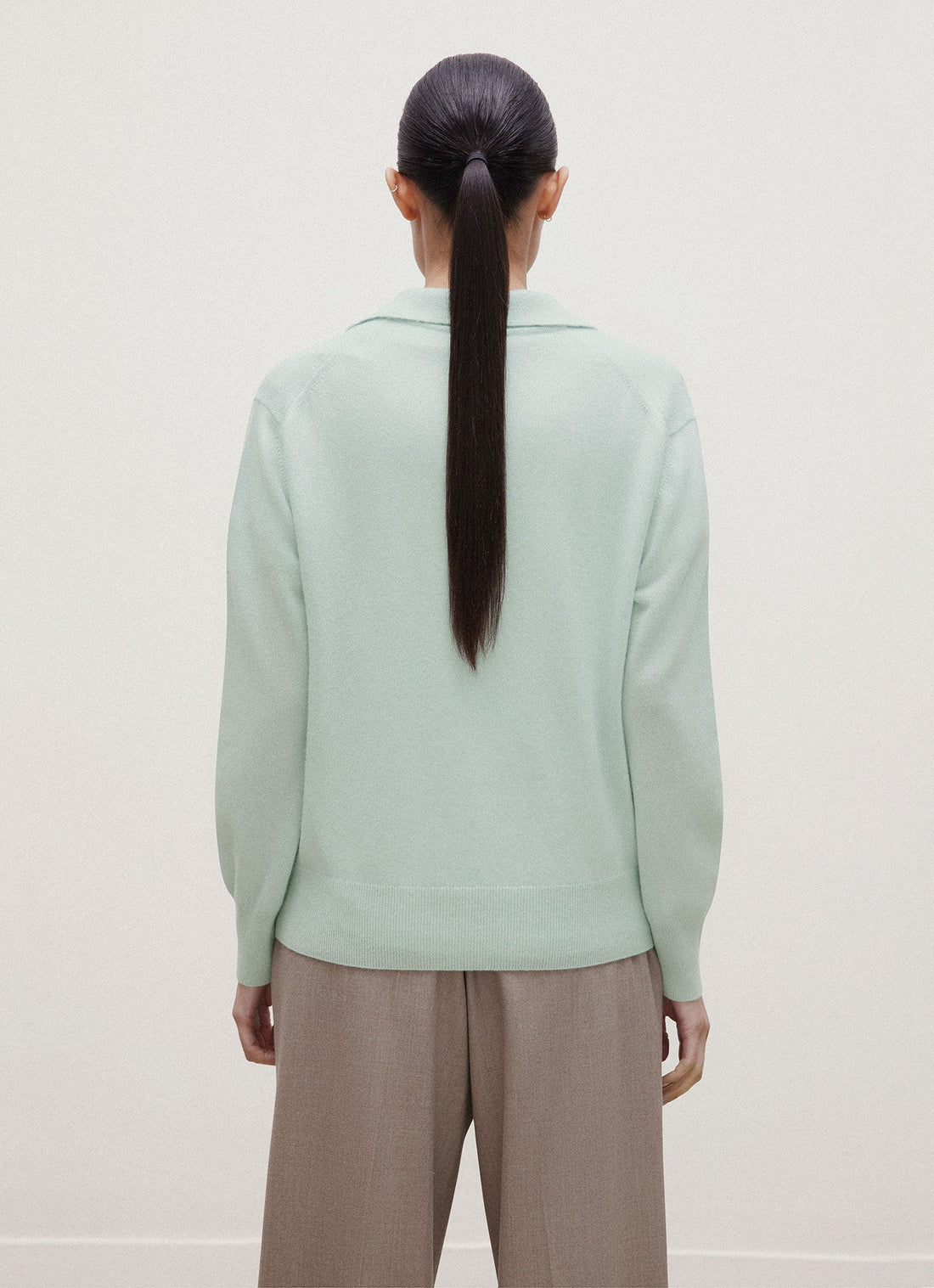 Women's Cashmere Polo Shirt in Light Green