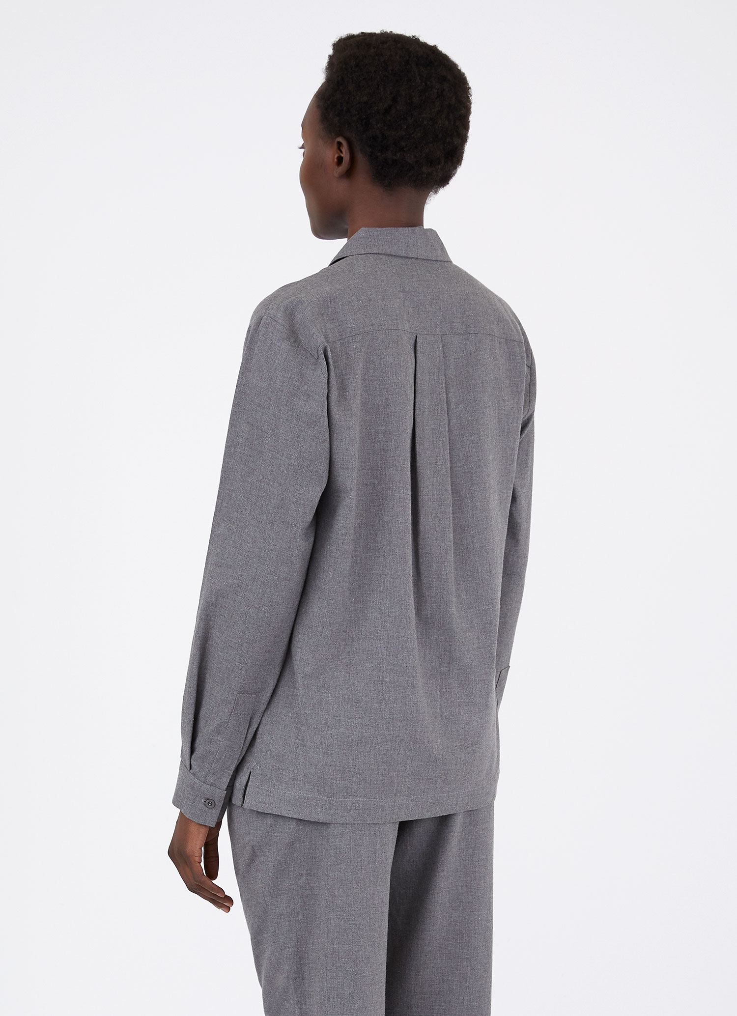 Women's Pyjama Shirt in Mid Grey Melange