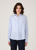 Women's Linen Shirt in Blue/White