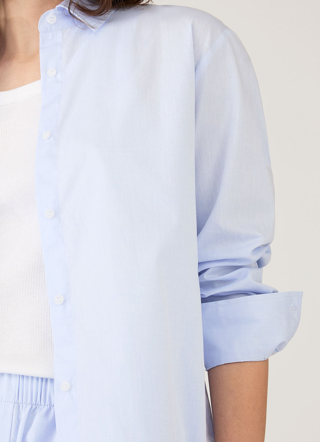 Women's Relaxed Poplin Shirt in Pastel Blue