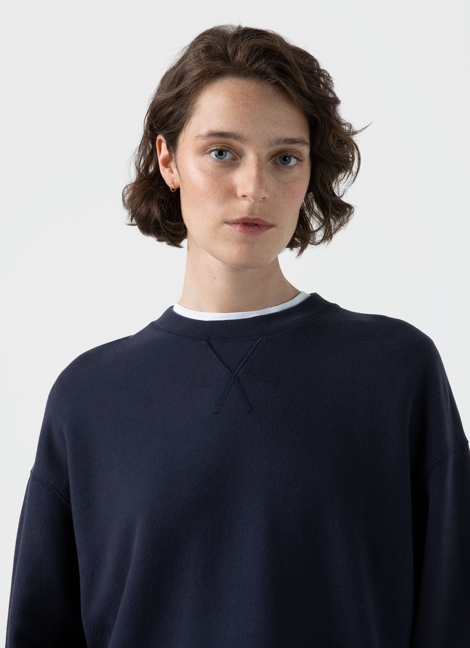 Navy blue 2024 crewneck sweatshirt women's