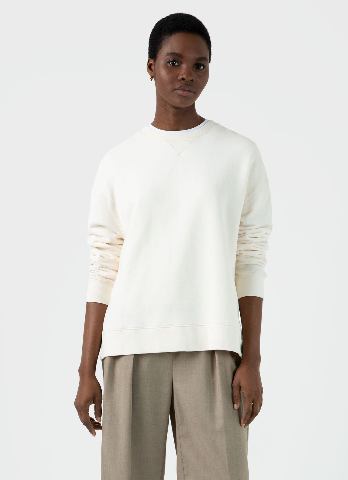 Women's Relaxed Loopback Sweatshirt in Archive White
