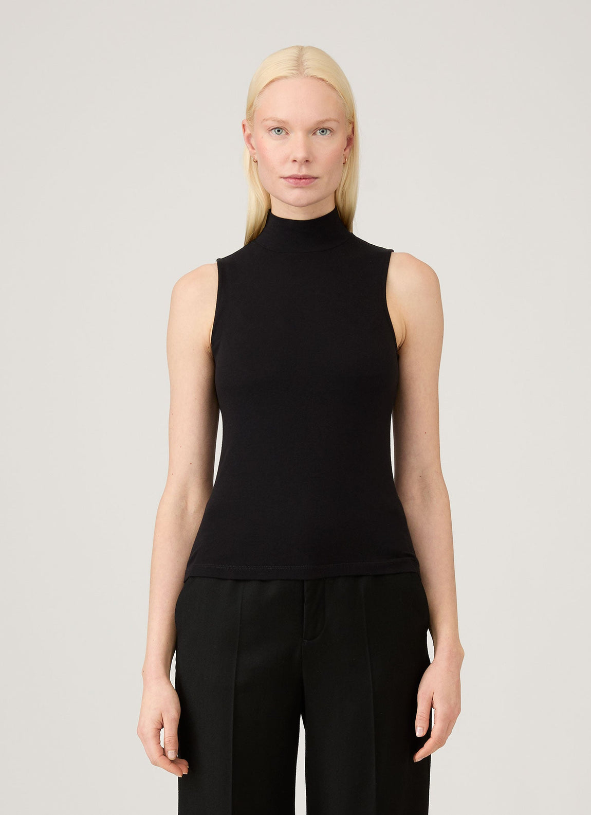 Women's Sleeveless High Neck Top in Black