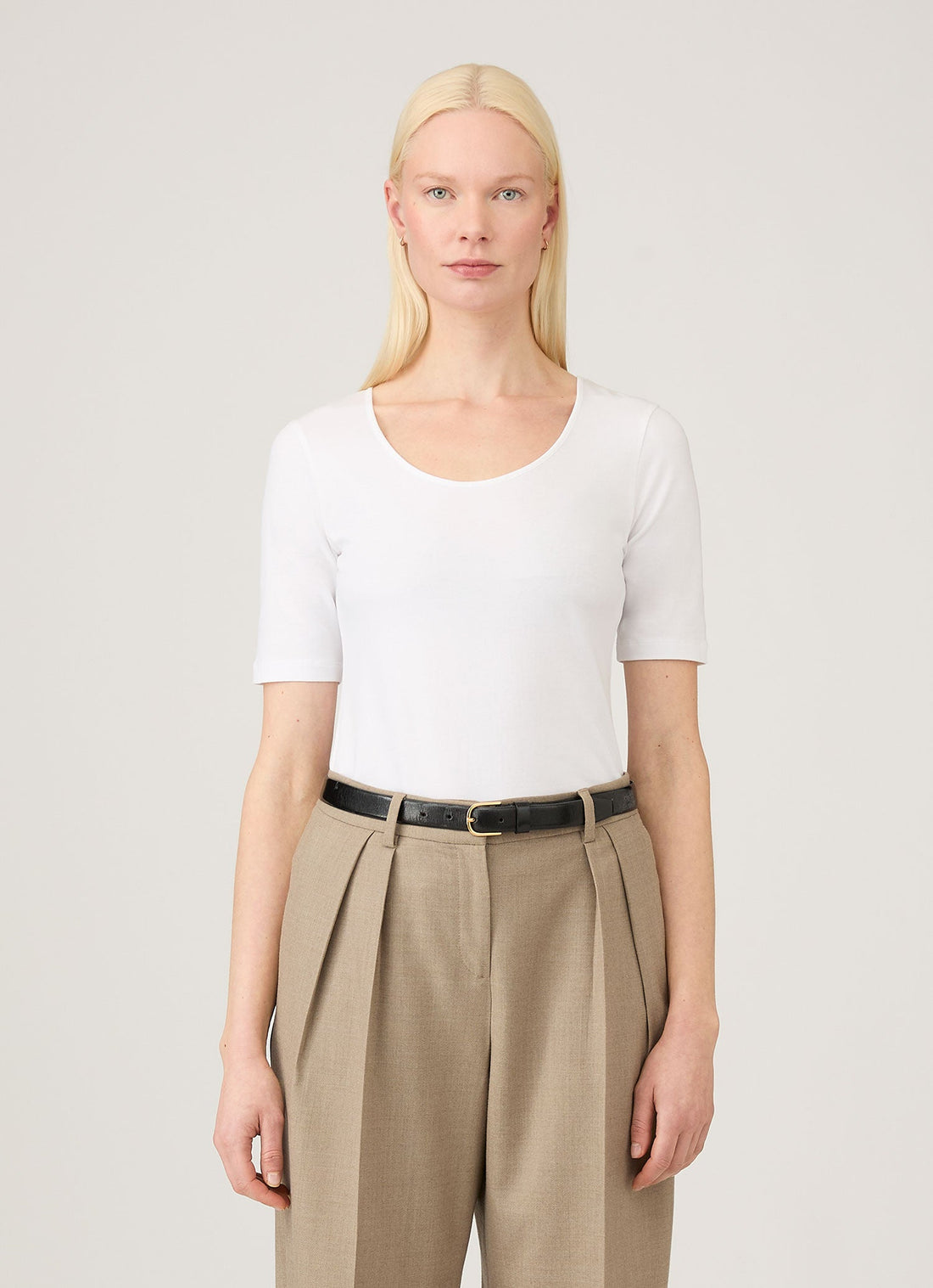 Women's Stretch Cotton Scoop Top in White