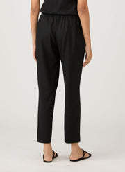 Women's Drawstring Tapered Trouser in Black