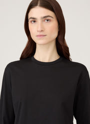 Women's Long Sleeve Boy Fit T-shirt in Black