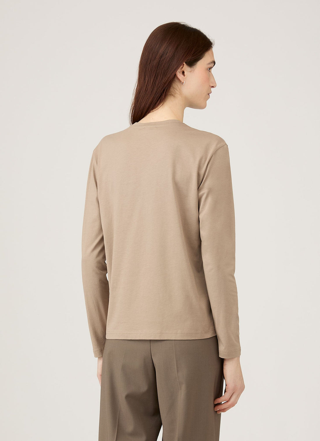 Women's Long Sleeve Boy Fit T-shirt in Mink