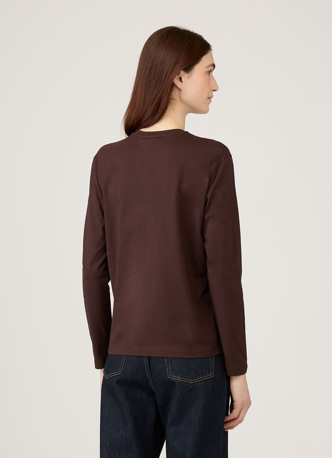 Women's Long Sleeve Boy Fit T-shirt in Truffle