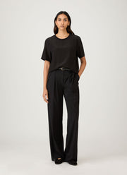 Women's Woven Silk T-shirt in Black