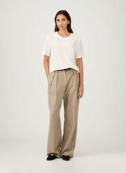 Women's Woven Silk T-shirt in Ecru