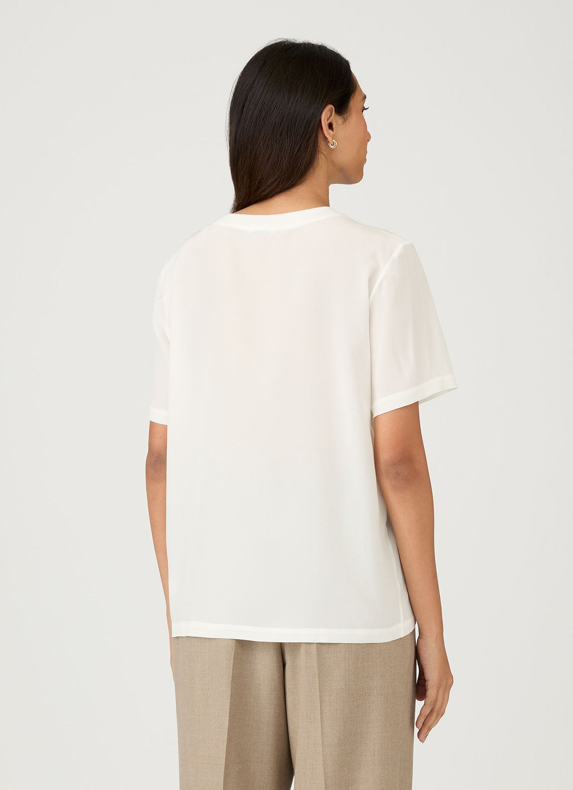 Women's Woven Silk T-shirt in Ecru