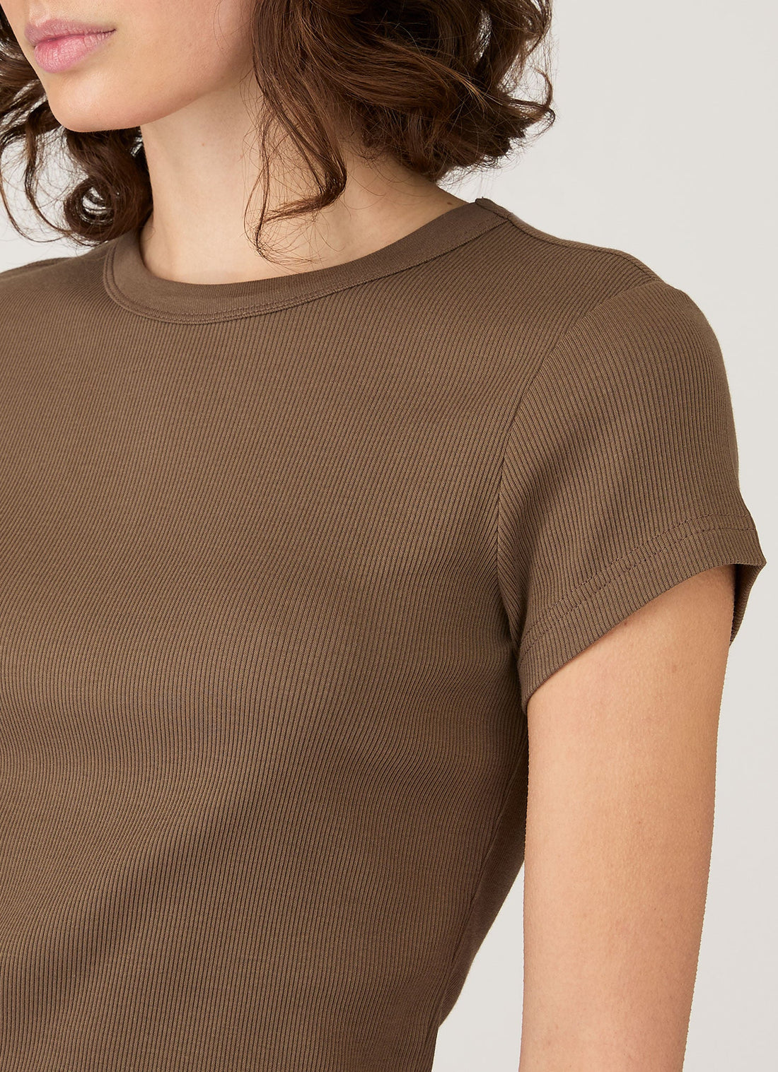 Women's Ribbed T-shirt in Dark Cedar