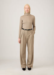 Women's Ribbbed Roll Neck in Mink