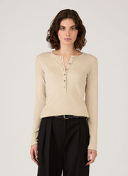 Women's Ribbed Henley in Hazelwood
