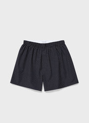 Men's Classic Print Boxer Shorts in Navy Diamond Geometric Print