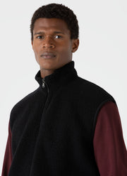 Men's Wool Fleece Gilet in Black
