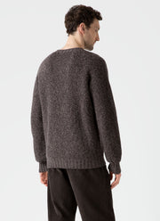 Men's Lambswool Textured Jumper in Coffee Twist