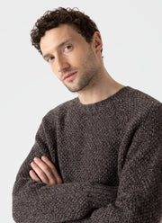 Men's Lambswool Textured Jumper in Coffee Twist