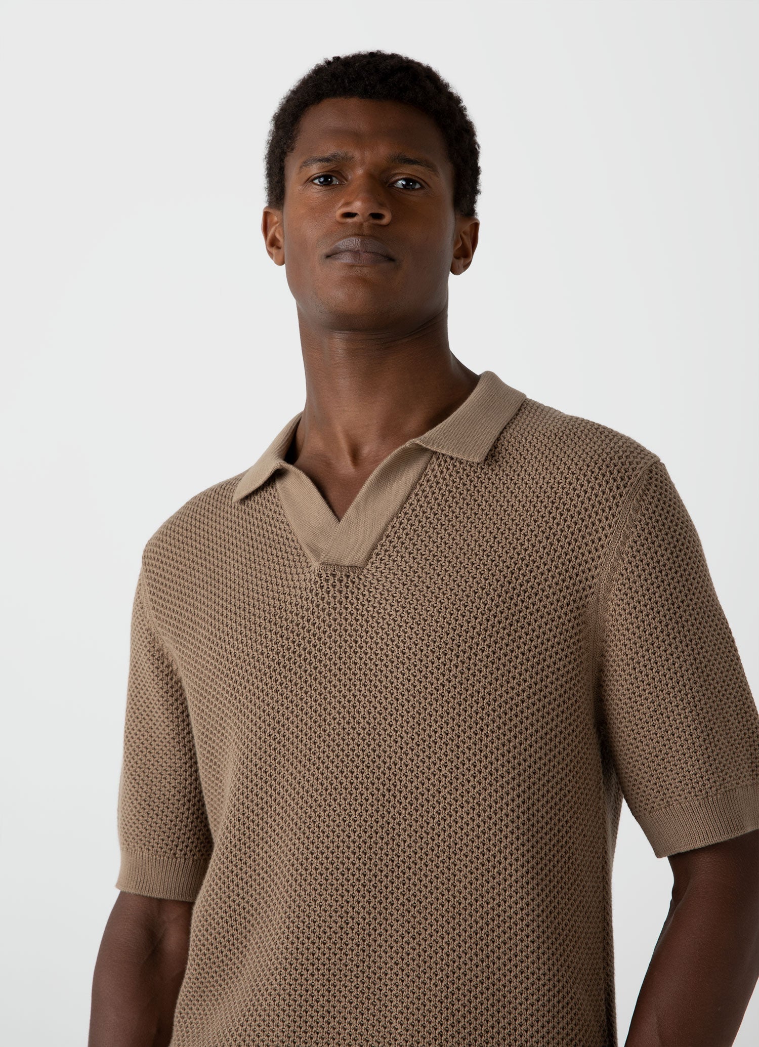 Men's Mr Porter Mesh Knit Polo in Oat