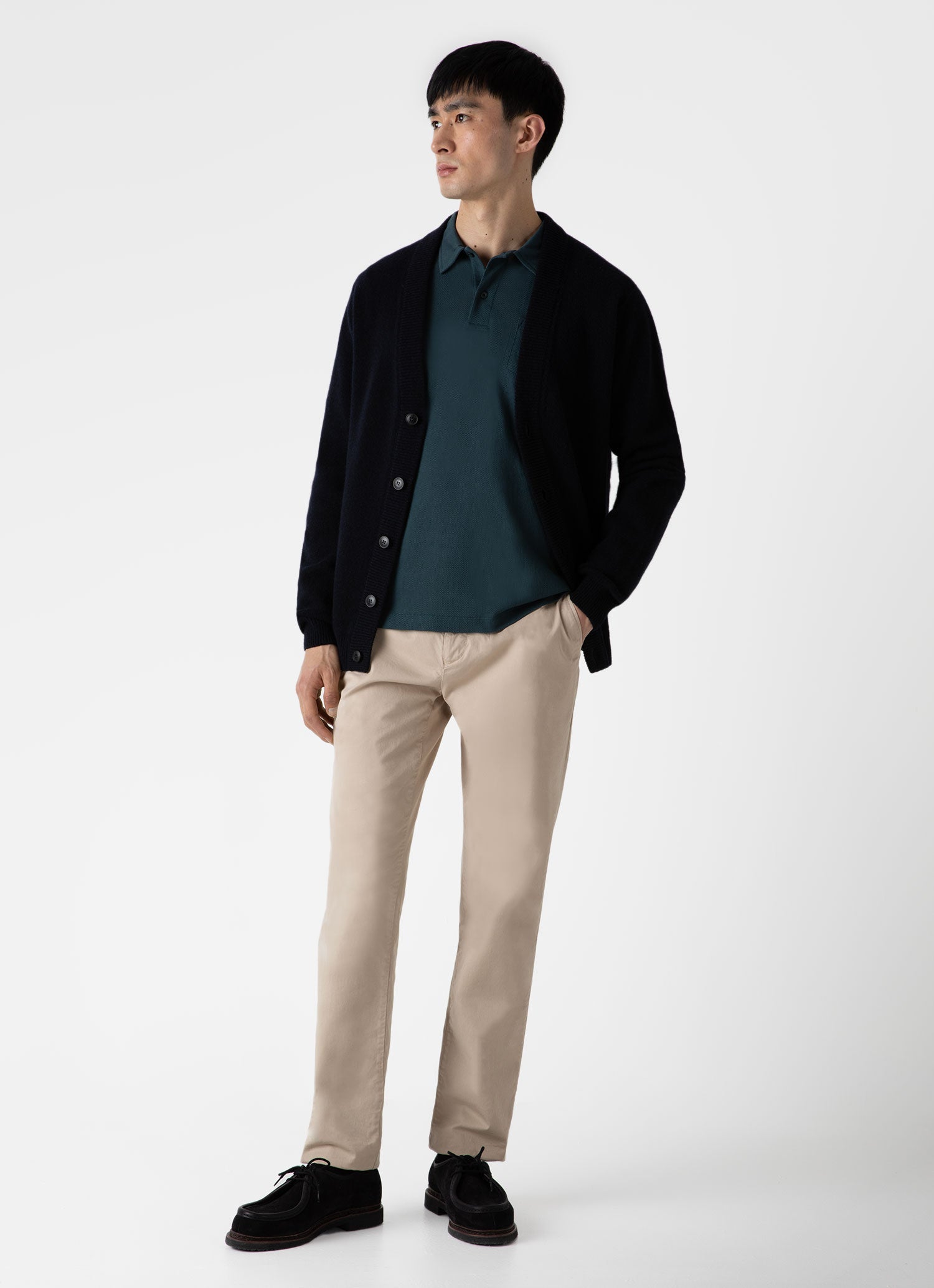 Men's Riviera Long Sleeve Polo Shirt in Peacock