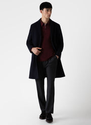 Men's Brushed Cotton Long Sleeve Polo Shirt in Maroon