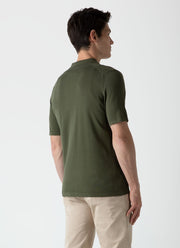 Men's Sea Island Cotton Knit Polo Shirt in Hunter Green