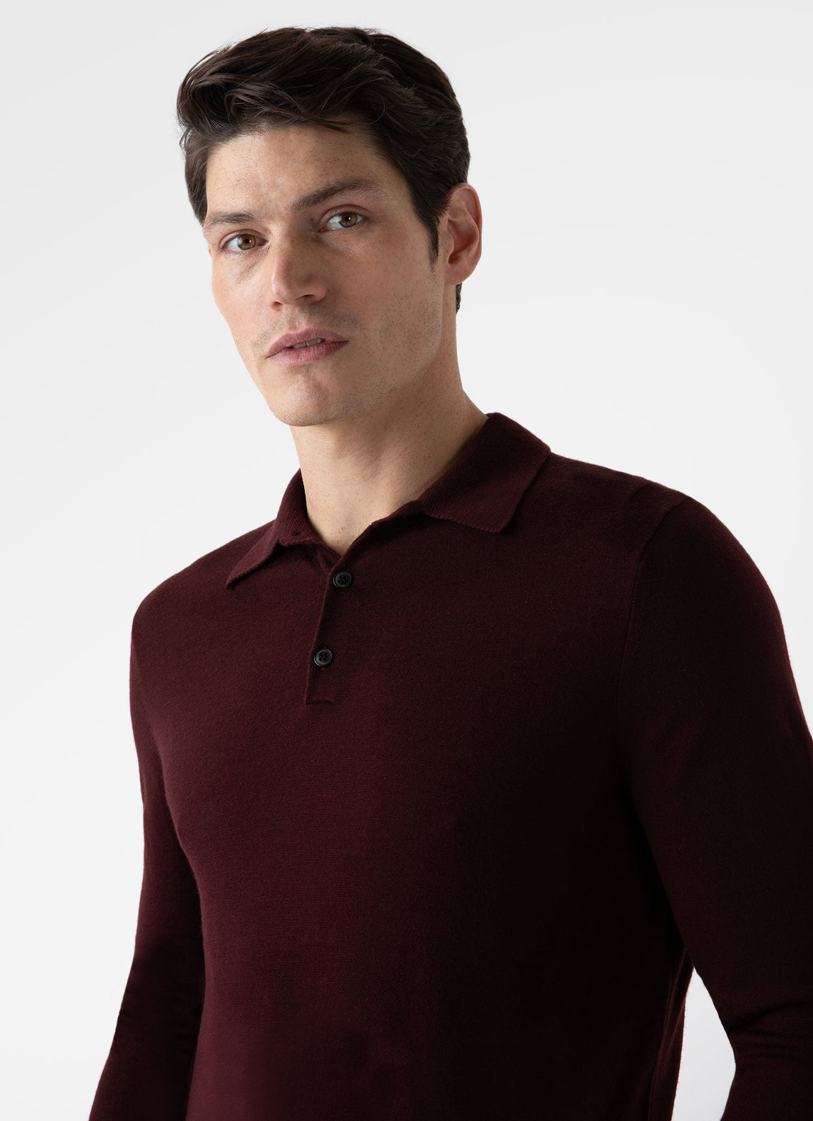 Men's Extra-Fine Merino Polo Shirt in Maroon