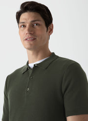 Men's Knit Polo Shirt in Hunter Green