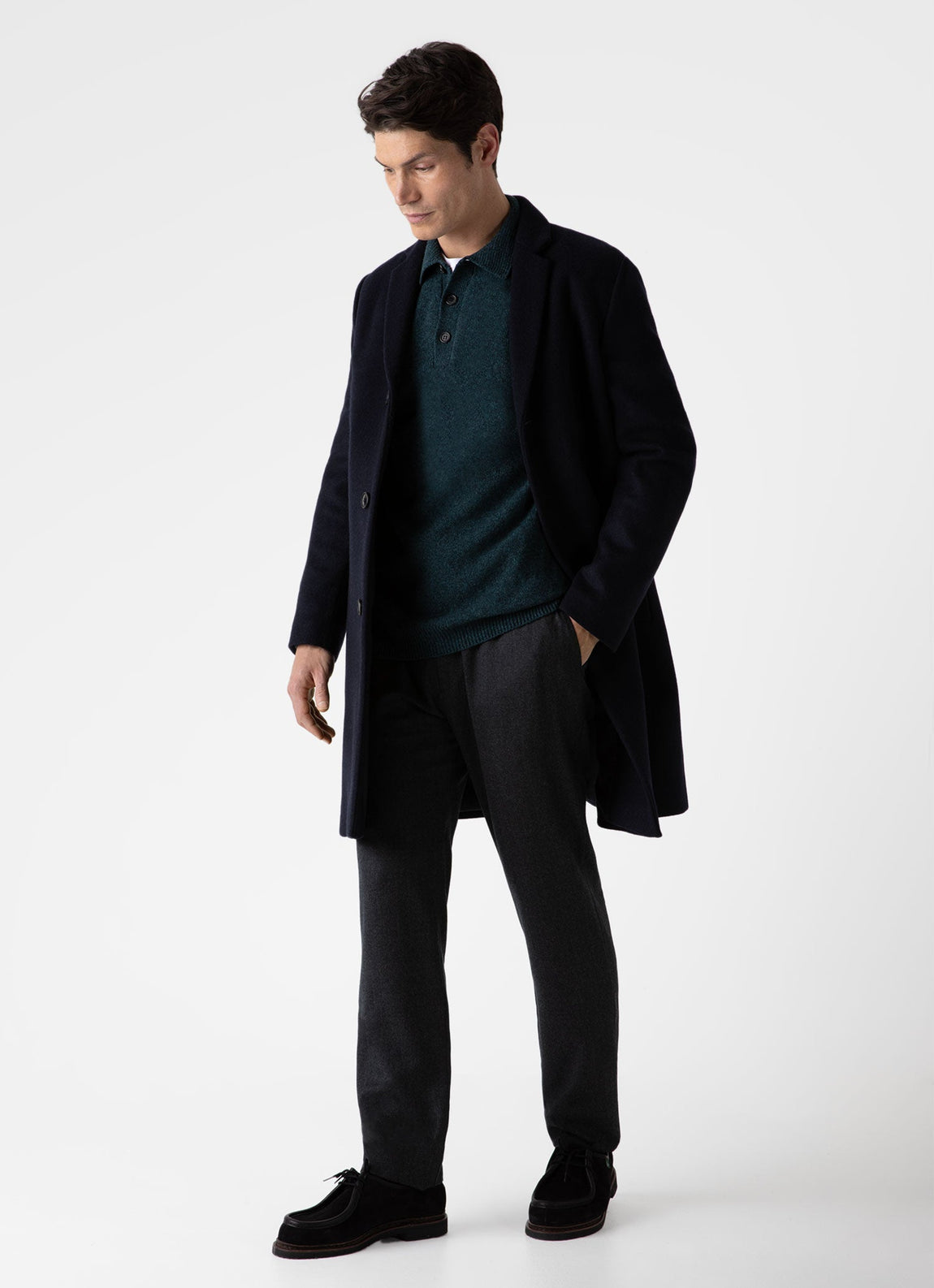 Men's Lambswool Polo Shirt in Peacock