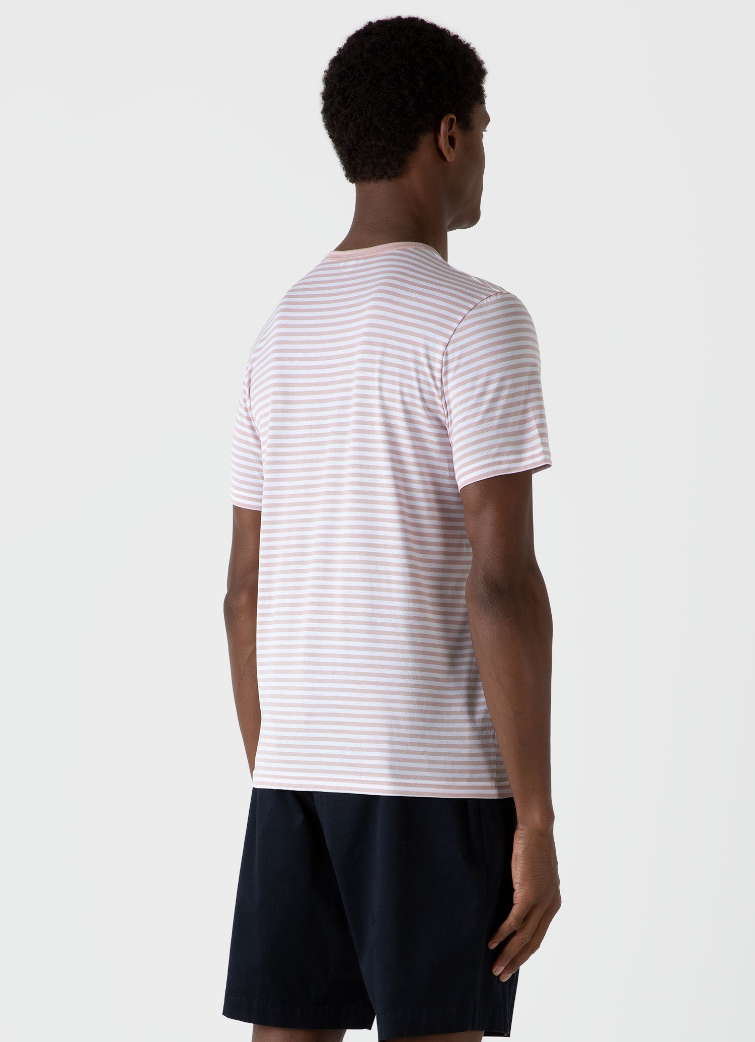 Men's Classic T-shirt in Shell Pink/White English Stripe