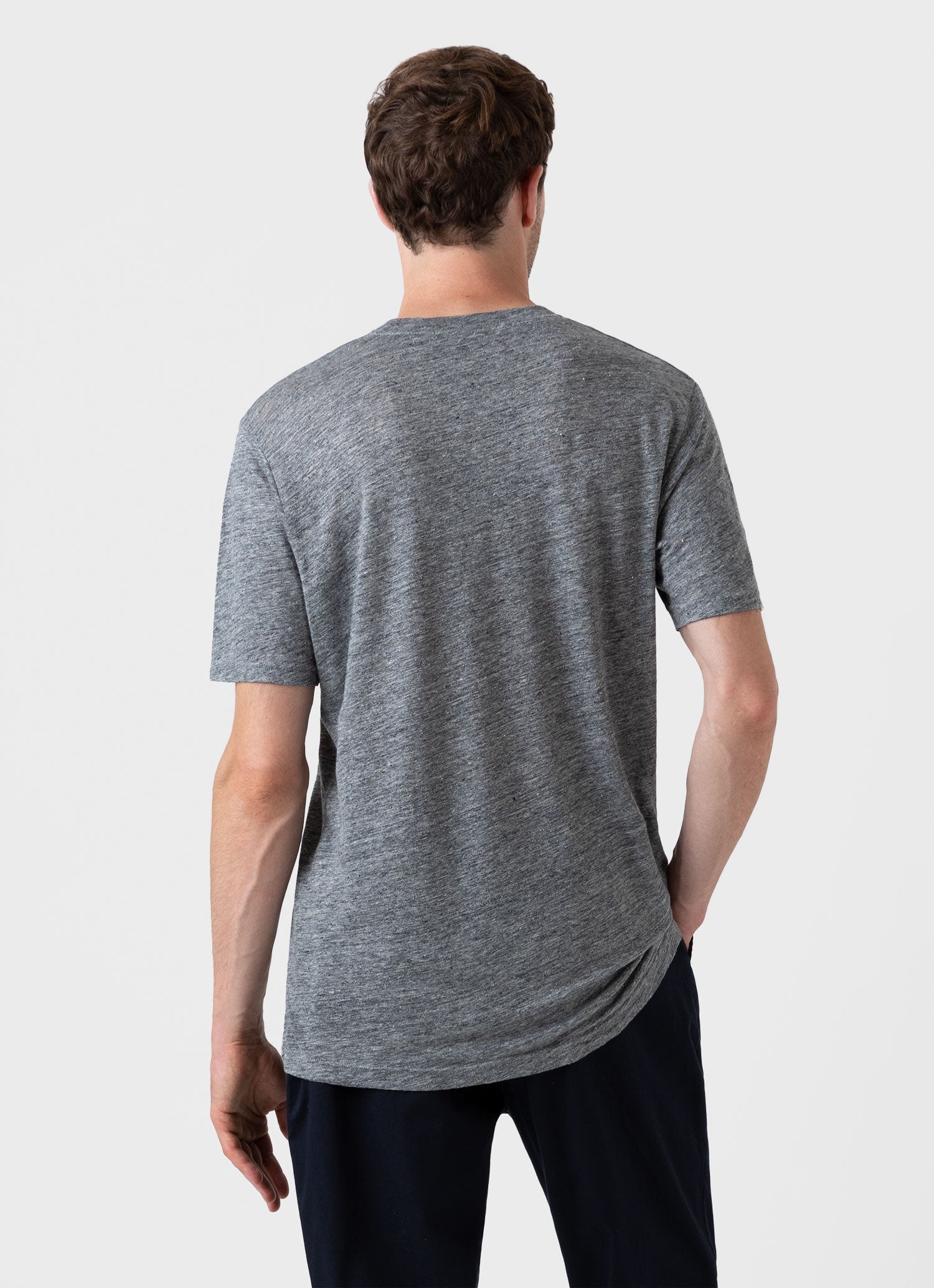 Men's Linen T-shirt in Mid Grey Melange