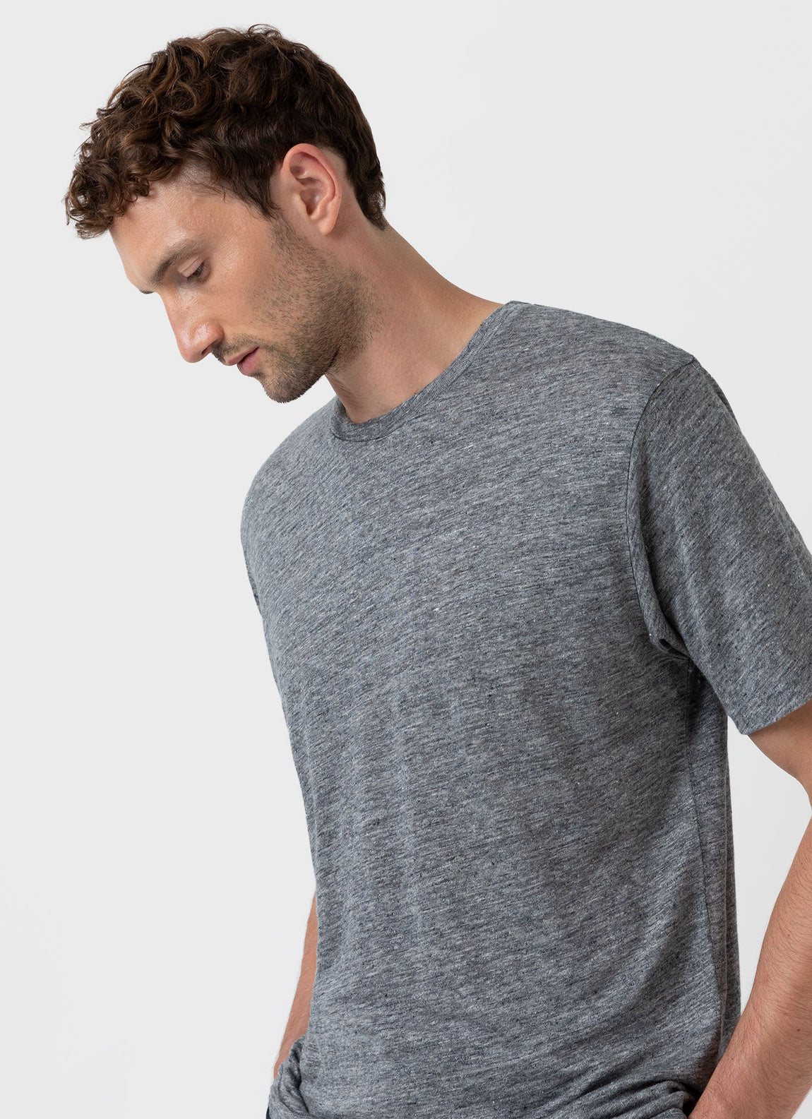 Men's Linen T-shirt in Mid Grey Melange