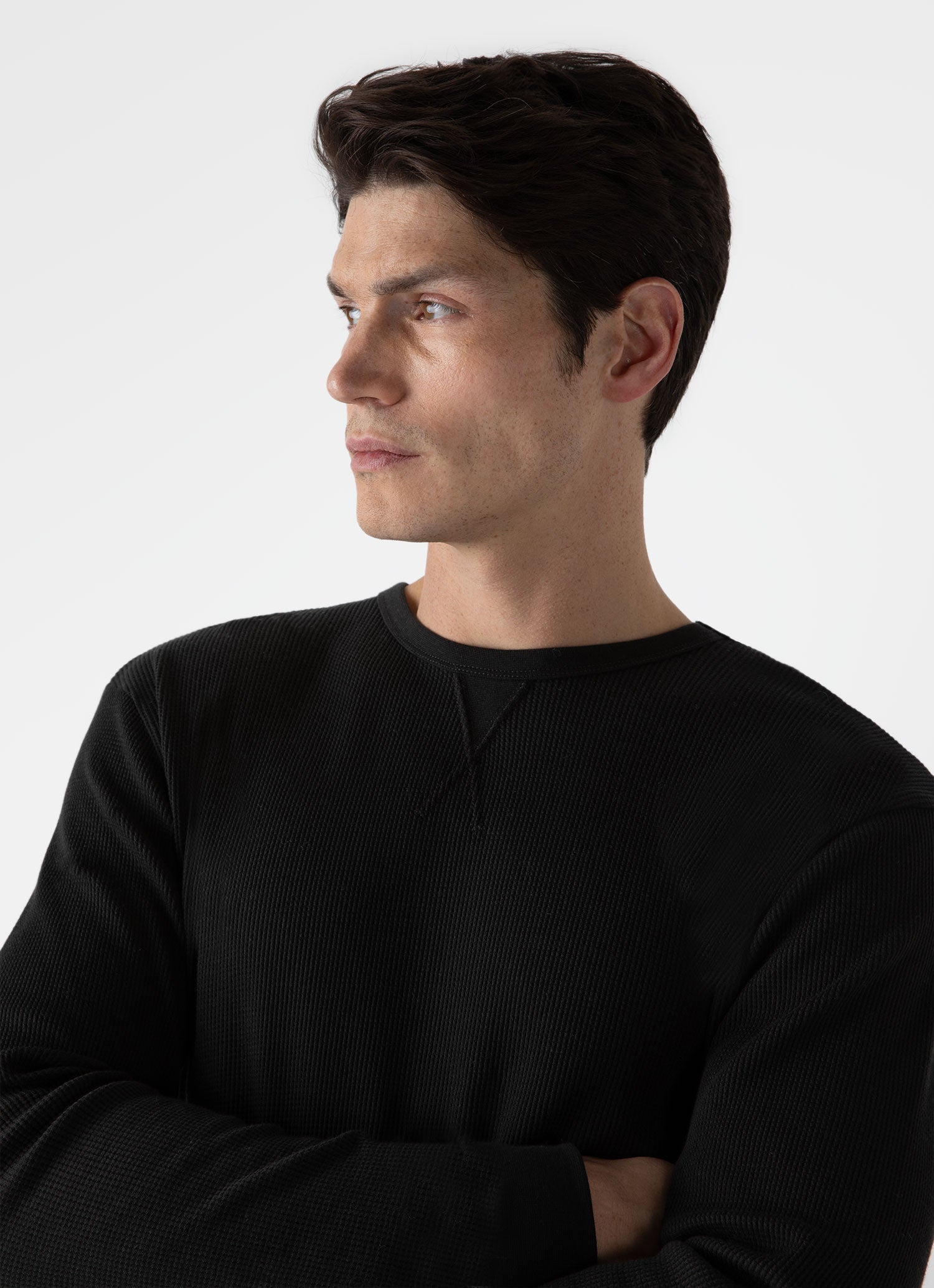 Men's Long Sleeve Waffle T-shirt in Coffee