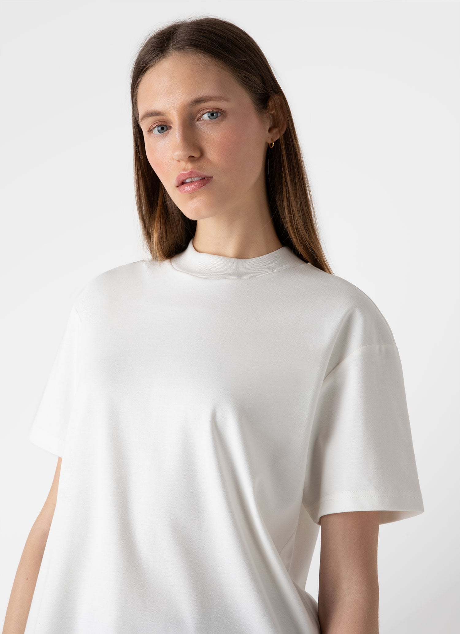 Women's Mock Neck T-shirt in Ecru