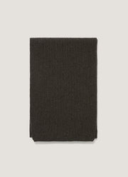 Cashmere Ribbed Scarf in Dark Green